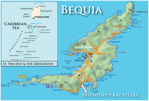 Map of Bequia, Friendship Bay Villas